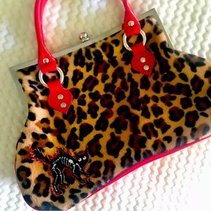 NEW Hell’s Belles Finishing School RARE Rockabilly Leopard Handbag Purse